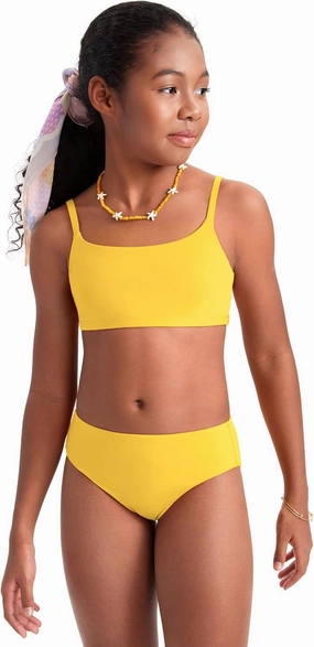 CRZ YOGA Girls Swimsuit 2 Piece Bikini Set - Scoop Neck Adjustable Straps Padded Tops and Bottoms Beach Sports Bathing Suit