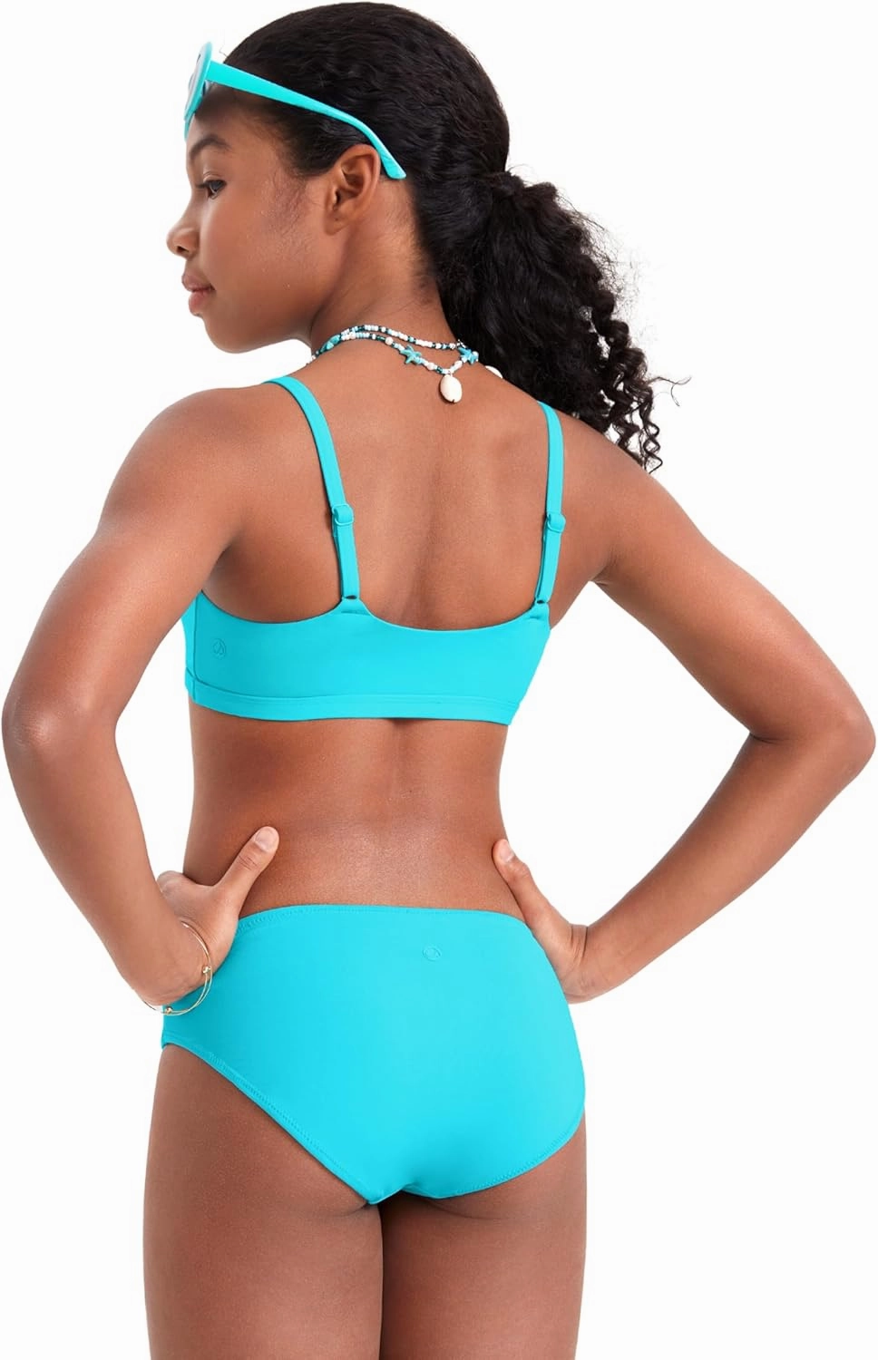 CRZ YOGA Girls Swimsuit 2 Piece Bikini Set - Scoop Neck Adjustable Straps Padded Tops and Bottoms Beach Sports Bathing Suit