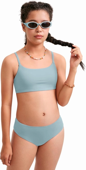 CRZ YOGA Girls Swimsuit 2 Piece Bikini Set - Scoop Neck Adjustable Straps Padded Tops and Bottoms Beach Sports Bathing Suit