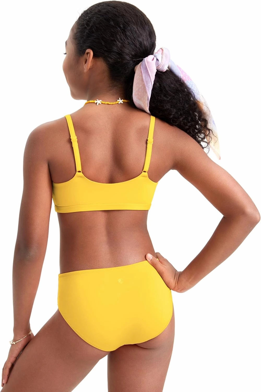 CRZ YOGA Girls Swimsuit 2 Piece Bikini Set - Scoop Neck Adjustable Straps Padded Tops and Bottoms Beach Sports Bathing Suit