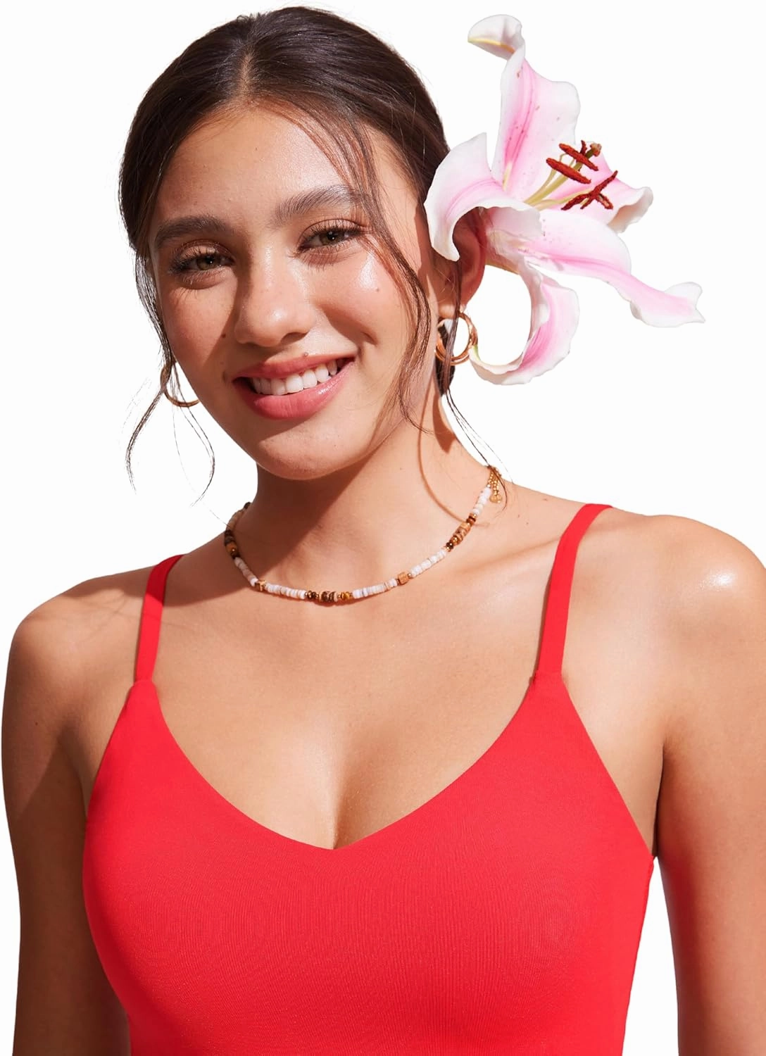 CRZ YOGA Women's Bikini Top Cropped V Neck Adjustable Spaghetti Straps Swimsuit Padded Athletic Bathing Suit