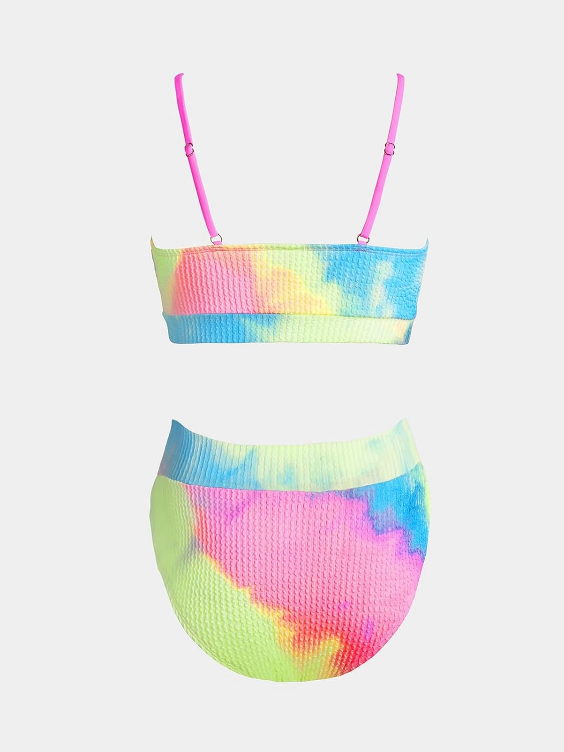 CUPSHE Women's Bikini Set Two Piece Swimsuits High Waisted Scoop Neck Spaghetti Adjustable Straps Textured