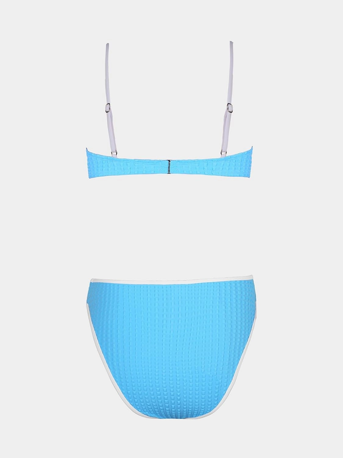 CUPSHE Women's Bikini Sets Two Piece Swimsuit High Waisted Square Neck Back Hook Color Block Cheeky Bottom