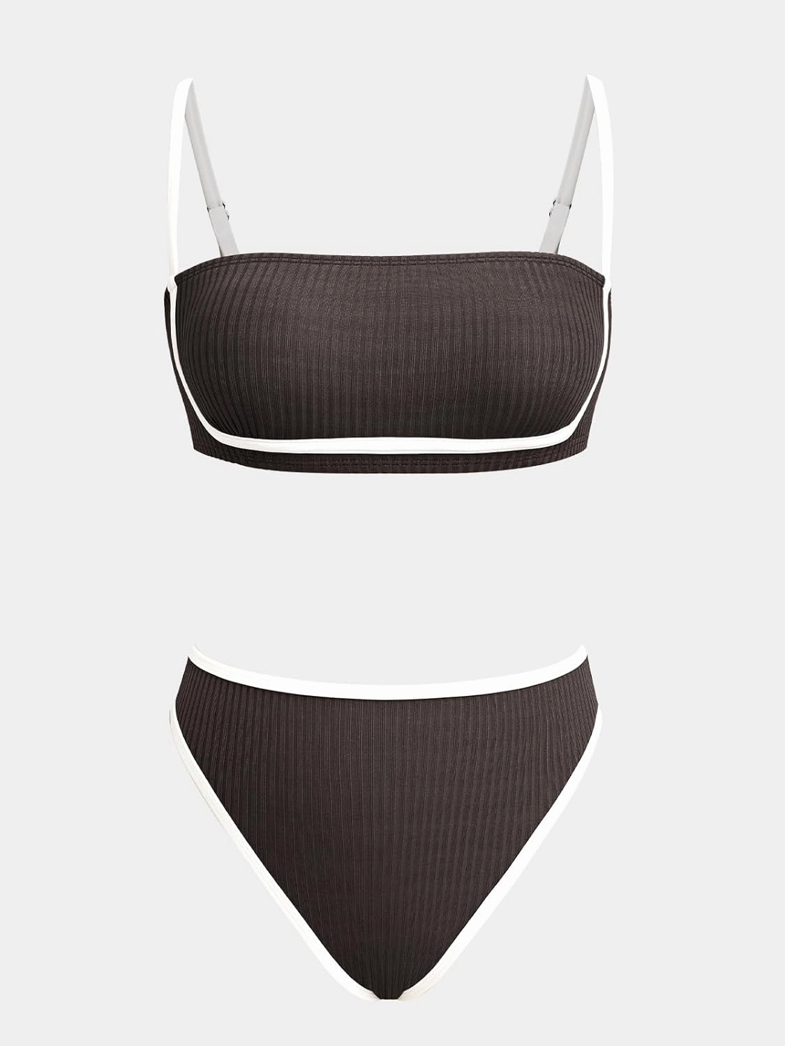 CUPSHE Women's Bikini Sets Two Piece Swimsuit High Waisted Square Neck Back Hook Color Block Cheeky Bottom