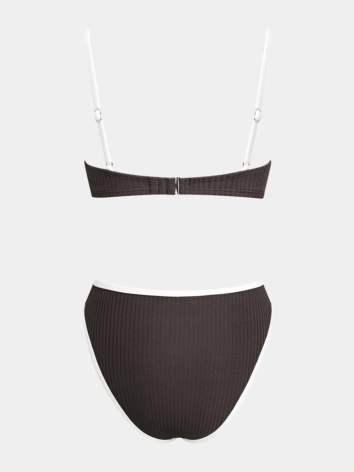 CUPSHE Women's Bikini Sets Two Piece Swimsuit High Waisted Square Neck Back Hook Color Block Cheeky Bottom