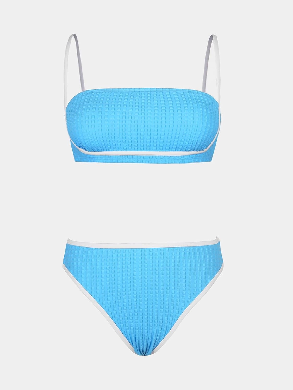 CUPSHE Women's Bikini Sets Two Piece Swimsuit High Waisted Square Neck Back Hook Color Block Cheeky Bottom