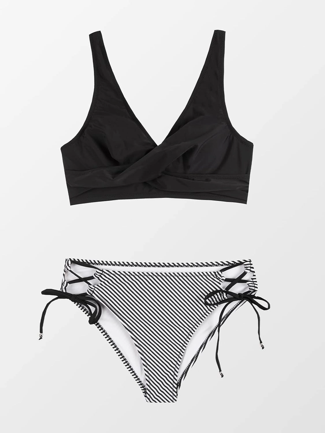 CUPSHE Women's Bikini Swimsuit Front Cross Lace Up Two Piece Bathing Suit
