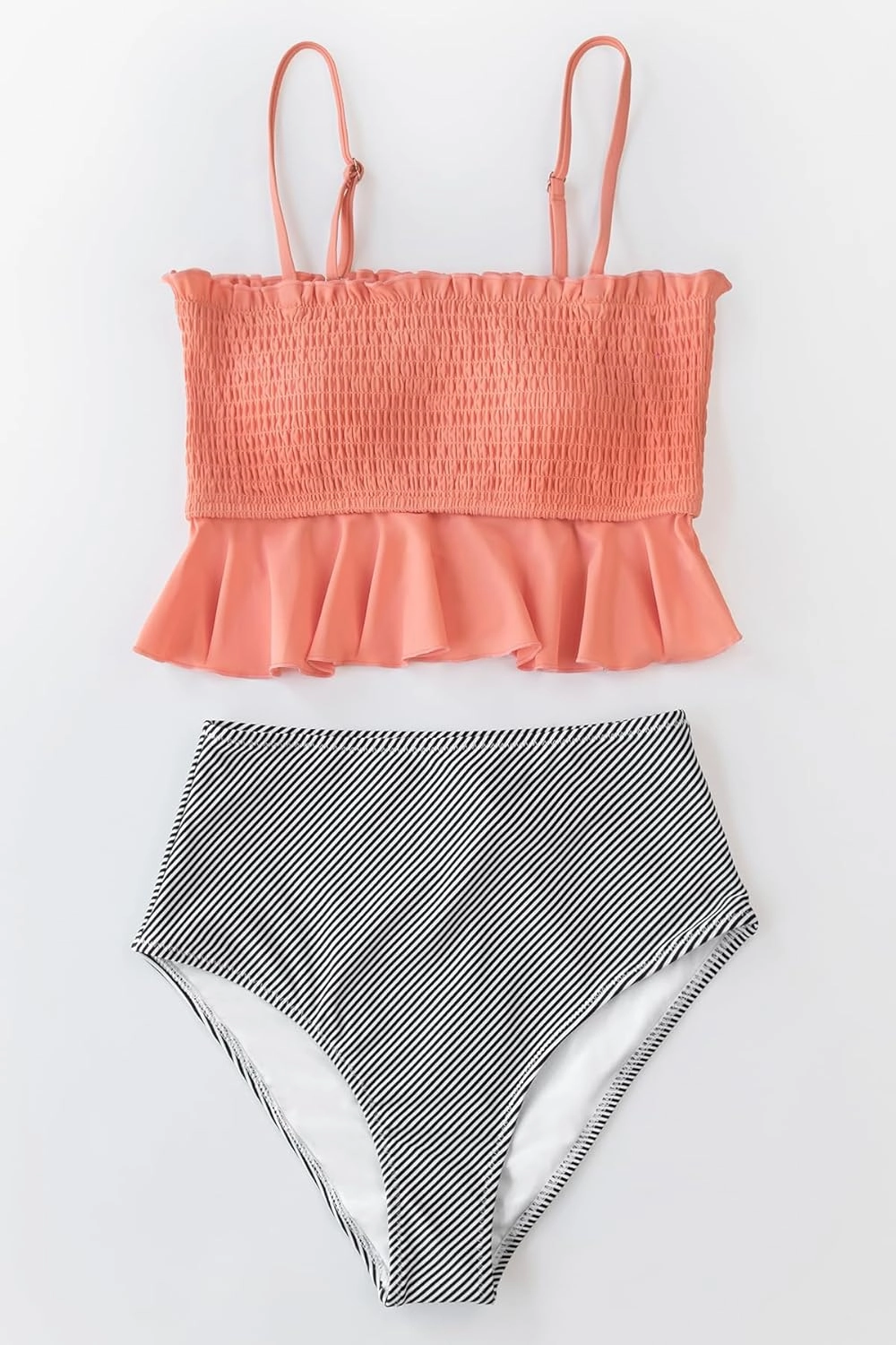 CUPSHE Women's High Waist Bikini Swimsuit Ruffle Two Piece Bathing Suit