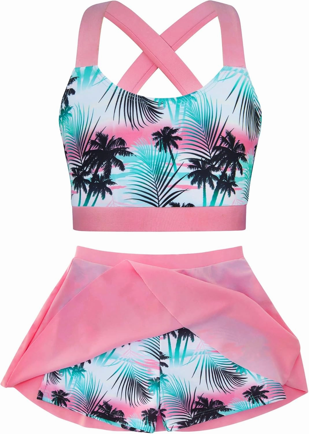 Cutemile Little Girls Two Piece Tankini Swimsuit Summer Boyshort Bathing Suit Beach Rash Guard Swimwear 6-13 Years