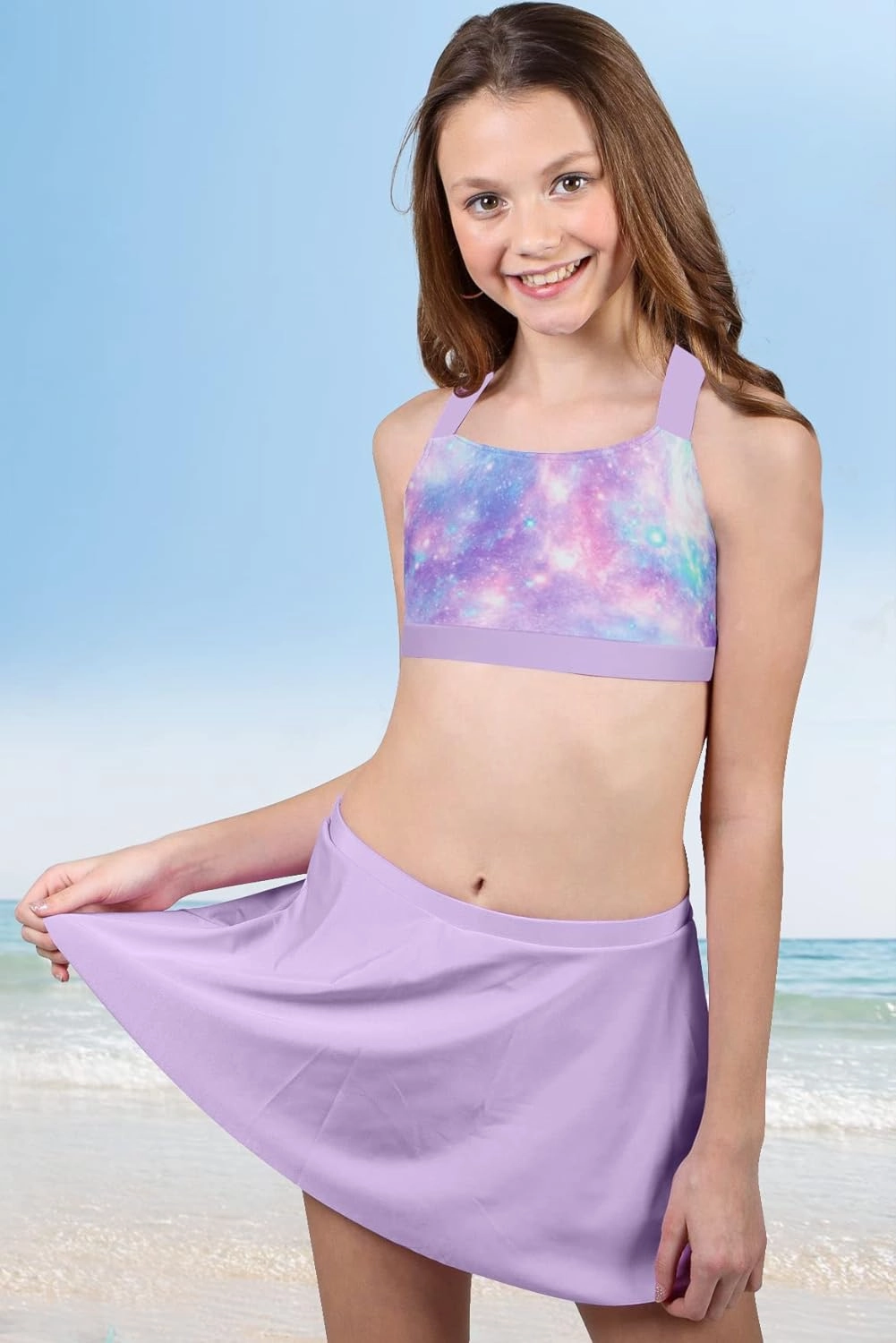 Cutemile Little Girls Two Piece Tankini Swimsuit Summer Boyshort Bathing Suit Beach Rash Guard Swimwear 6-13 Years
