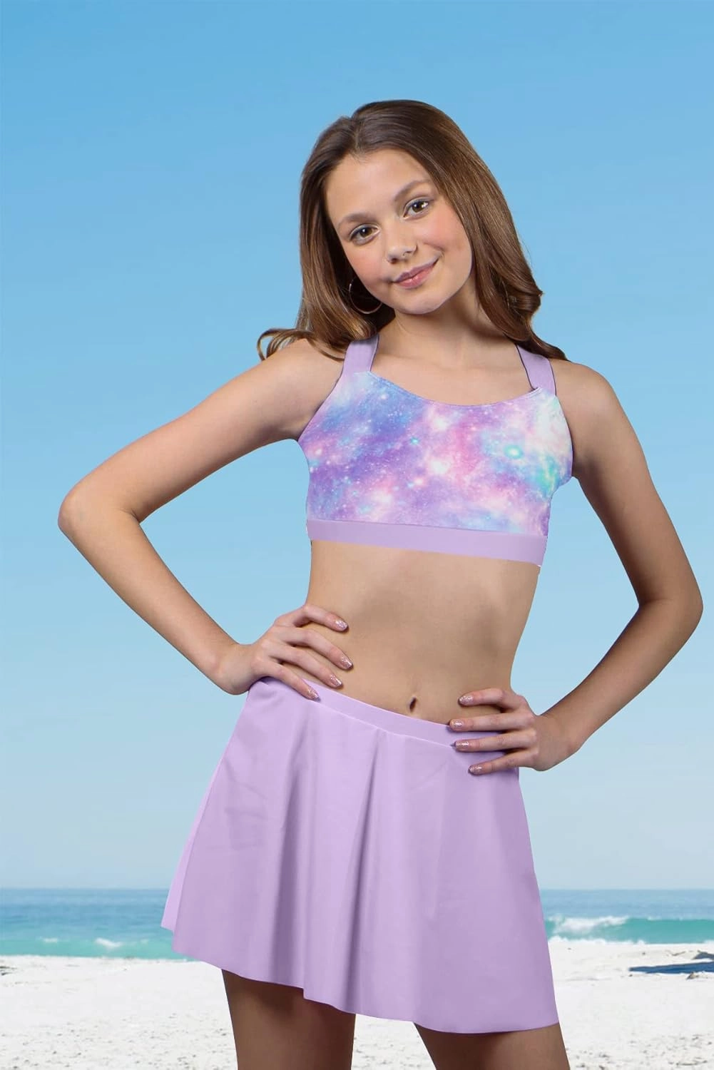 Cutemile Little Girls Two Piece Tankini Swimsuit Summer Boyshort Bathing Suit Beach Rash Guard Swimwear 6-13 Years