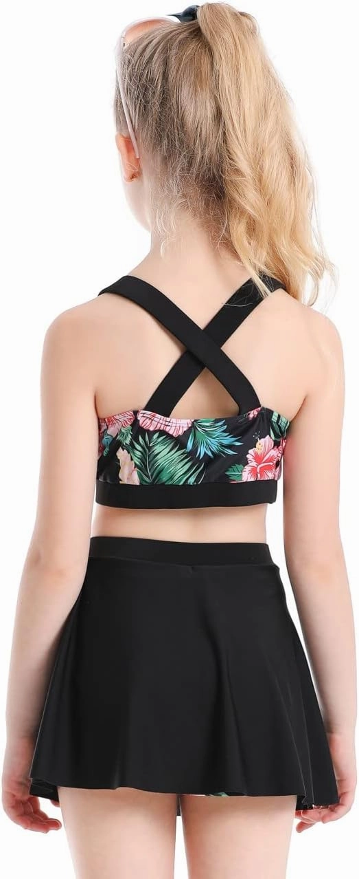 Cutemile Little Girls Two Piece Tankini Swimsuit Summer Boyshort Bathing Suit Beach Rash Guard Swimwear 6-13 Years
