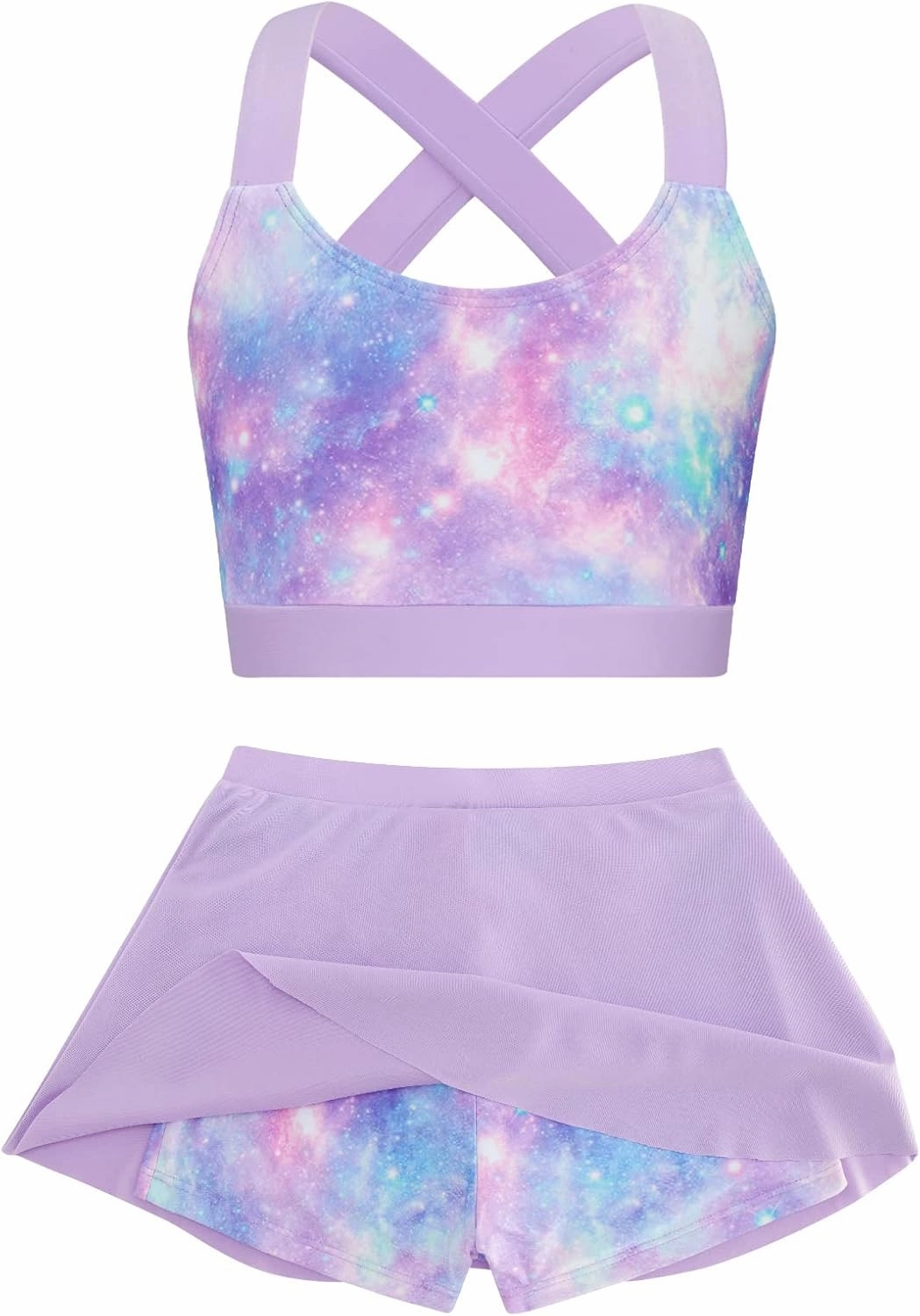 Cutemile Little Girls Two Piece Tankini Swimsuit Summer Boyshort Bathing Suit Beach Rash Guard Swimwear 6-13 Years