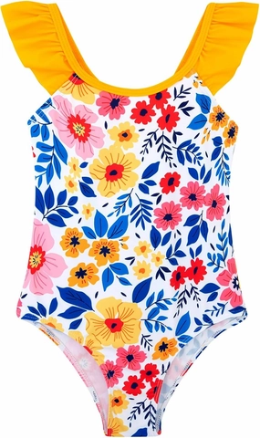 DAXIANG Girls Ruffles One Piece Swimsuits Quick Dry Beach Sport Swimwear Toddler Kids Mermaid Unicorn Bathing Suit 4-10 Years