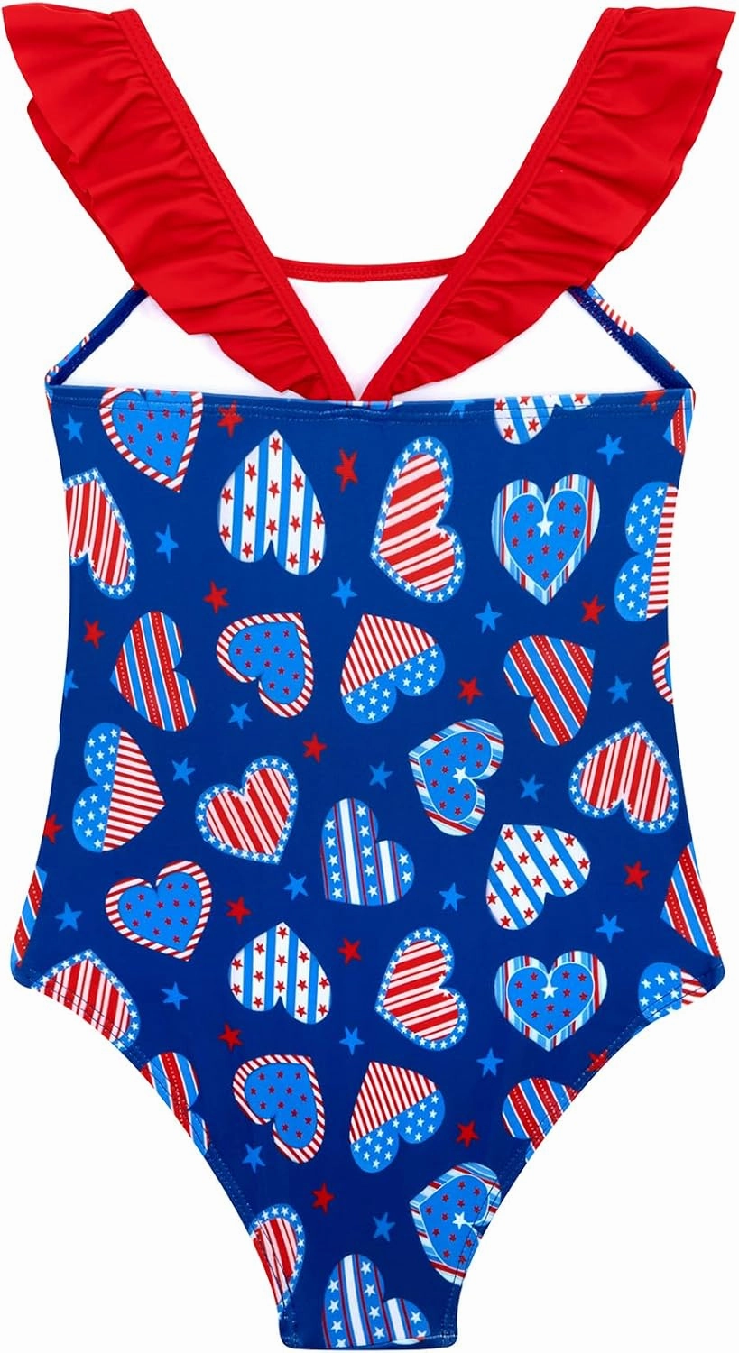 DAXIANG Girls Ruffles One Piece Swimsuits Quick Dry Beach Sport Swimwear Toddler Kids Mermaid Unicorn Bathing Suit 4-10 Years