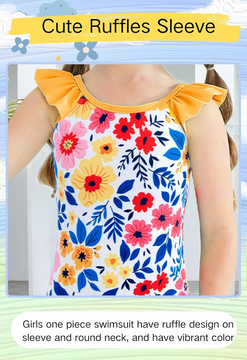 DAXIANG Girls Ruffles One Piece Swimsuits Quick Dry Beach Sport Swimwear Toddler Kids Mermaid Unicorn Bathing Suit 4-10 Years