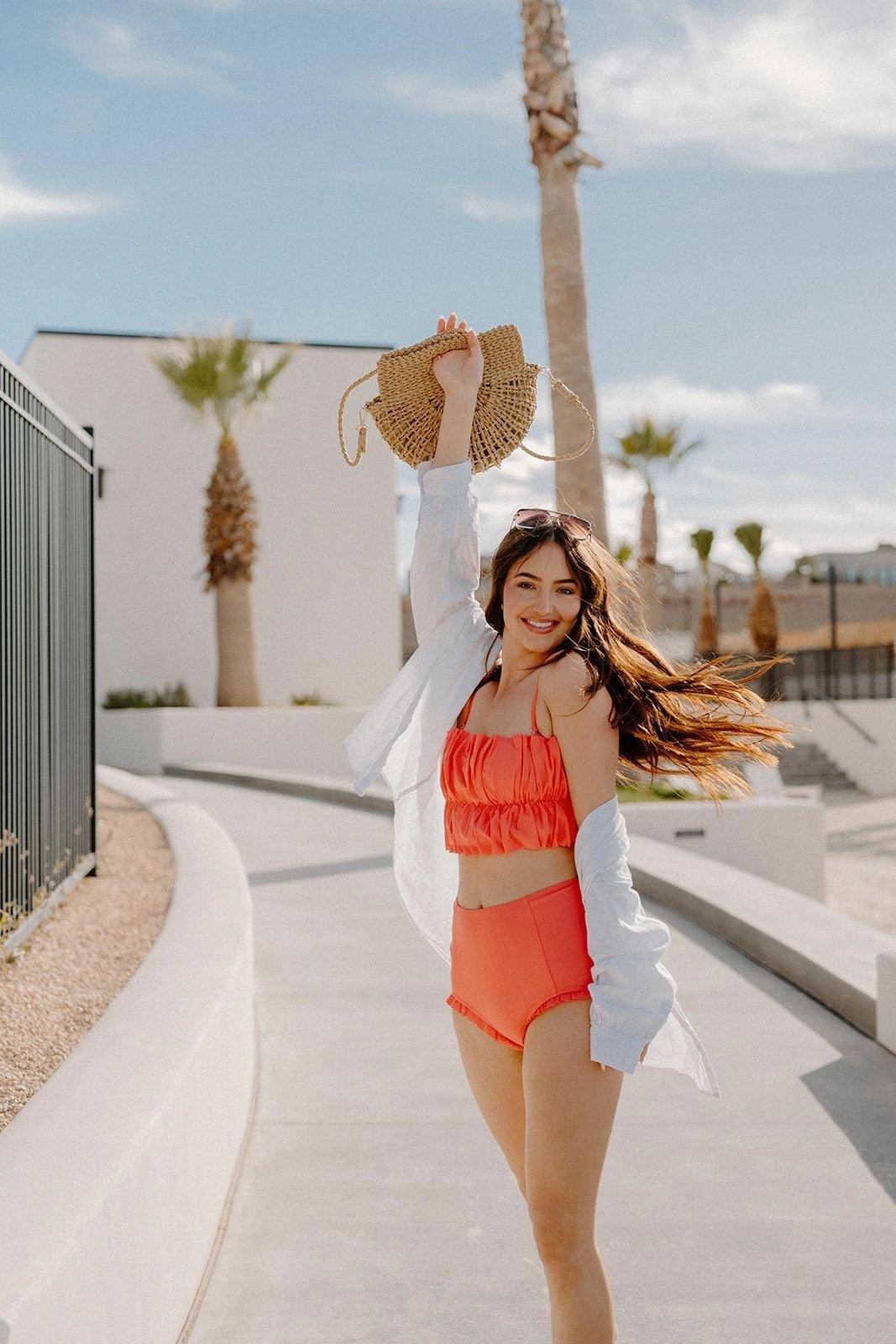 Deep Coral | Oversized Ruffle Top