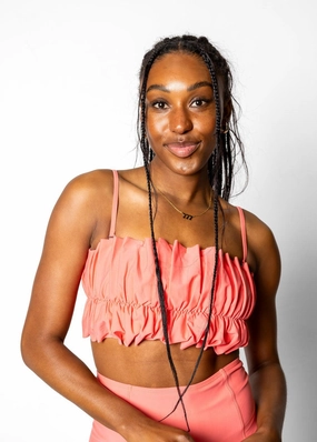 Deep Coral | Oversized Ruffle Top