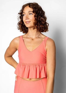 Deep Coral | V-Neck Top