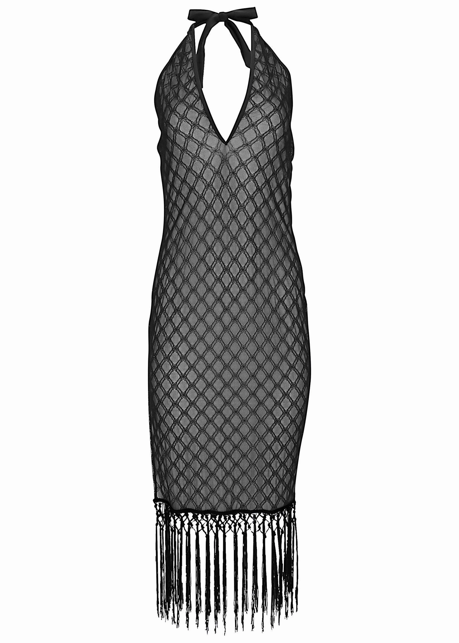 Deep V Mesh Cover-Up - Black
