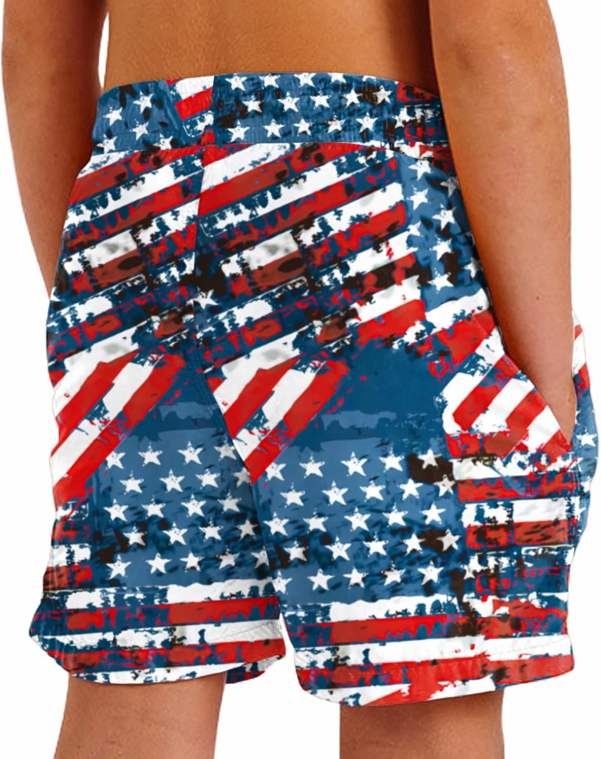 Deerose Boys Patriotic Swim Trunks with Compression Lined Kids Summer Beach Shorts 5-14 Years