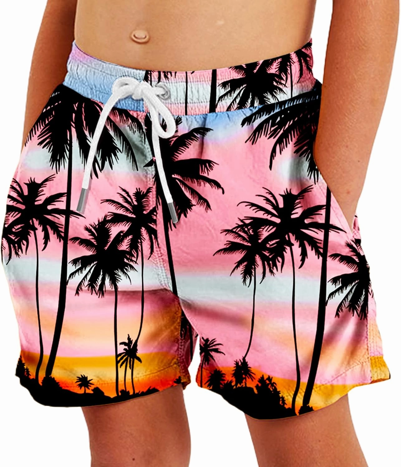 Deerose Boys Patriotic Swim Trunks with Compression Lined Kids Summer Beach Shorts 5-14 Years
