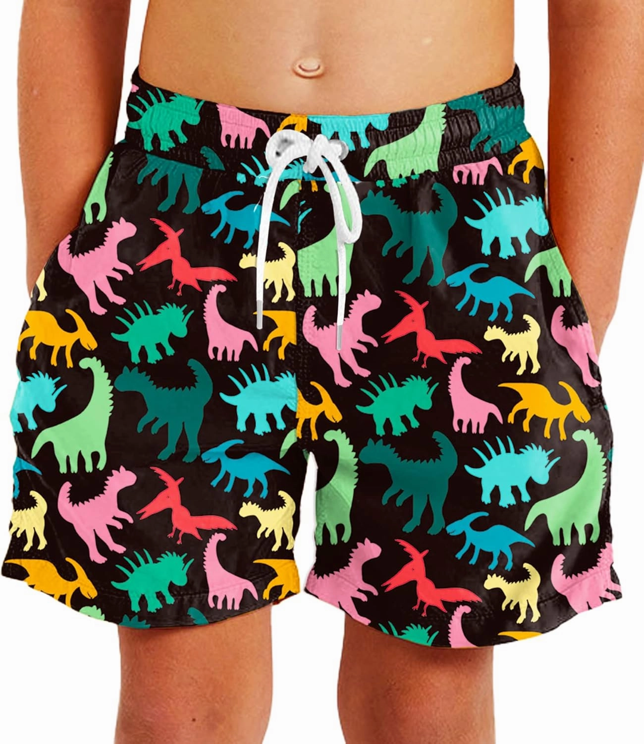 Deerose Boys Patriotic Swim Trunks with Compression Lined Kids Summer Beach Shorts 5-14 Years