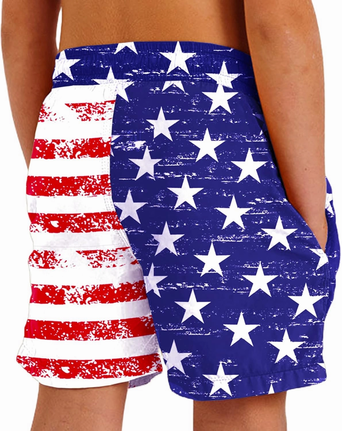 Deerose Boys Patriotic Swim Trunks with Compression Lined Kids Summer Beach Shorts 5-14 Years