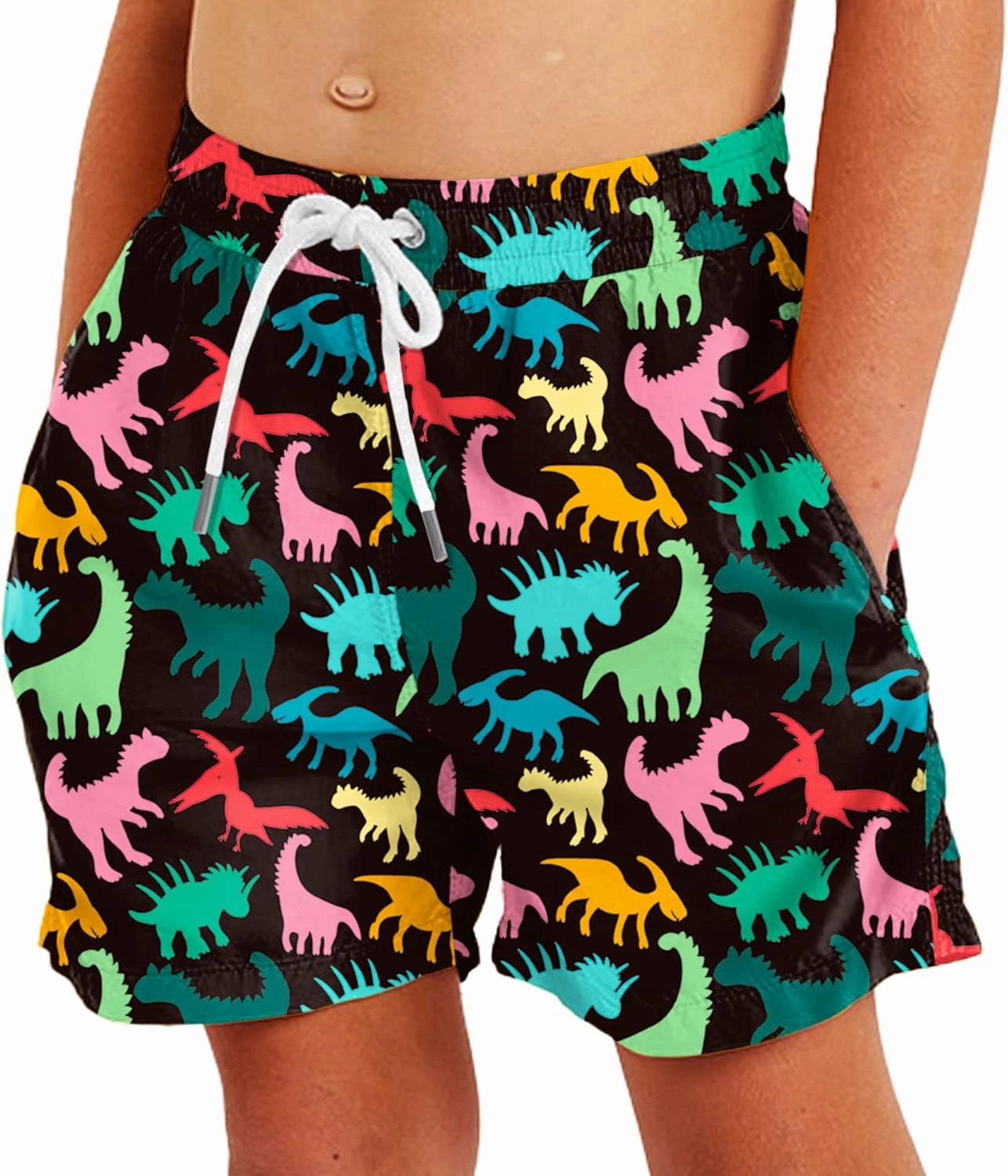 Deerose Boys Patriotic Swim Trunks with Compression Lined Kids Summer Beach Shorts 5-14 Years