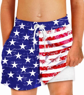 Deerose Boys Patriotic Swim Trunks with Compression Lined Kids Summer Beach Shorts 5-14 Years