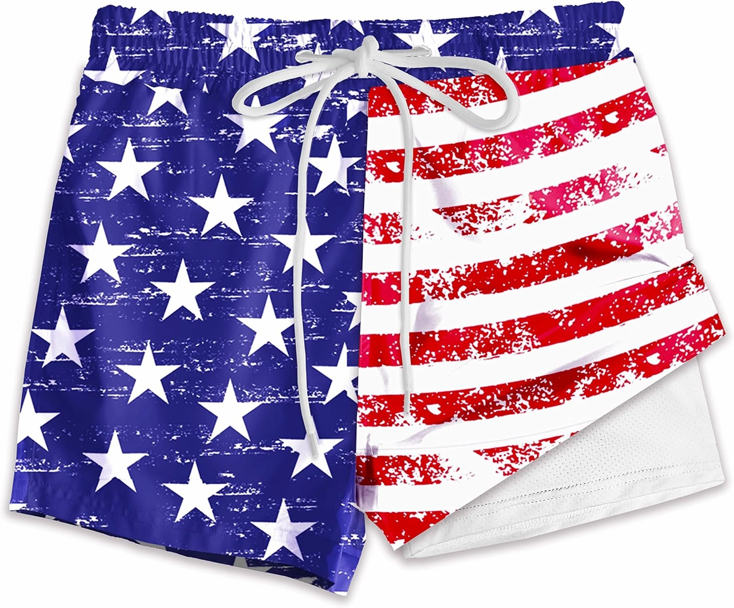 Deerose Boys Patriotic Swim Trunks with Compression Lined Kids Summer Beach Shorts 5-14 Years