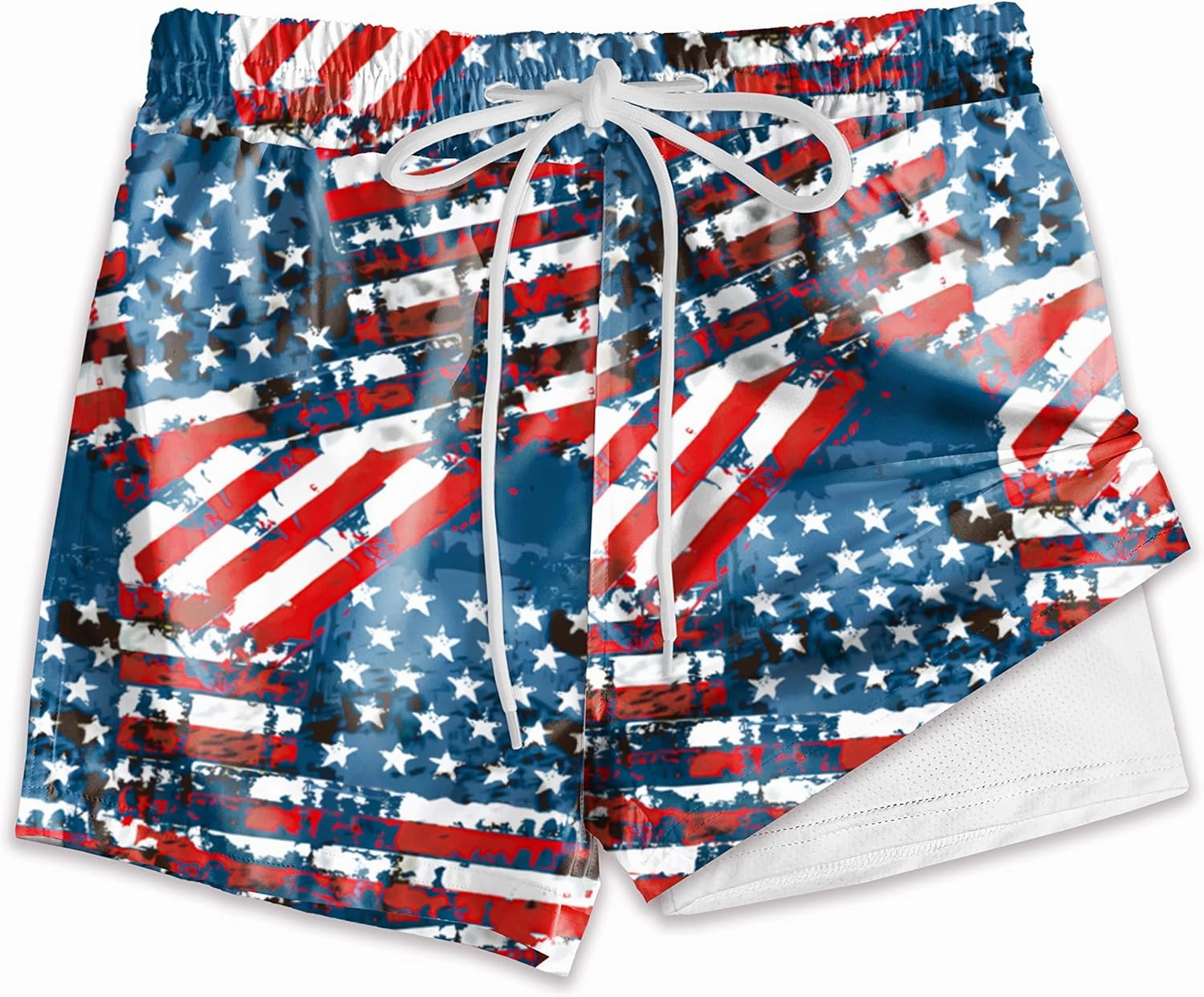 Deerose Boys Patriotic Swim Trunks with Compression Lined Kids Summer Beach Shorts 5-14 Years
