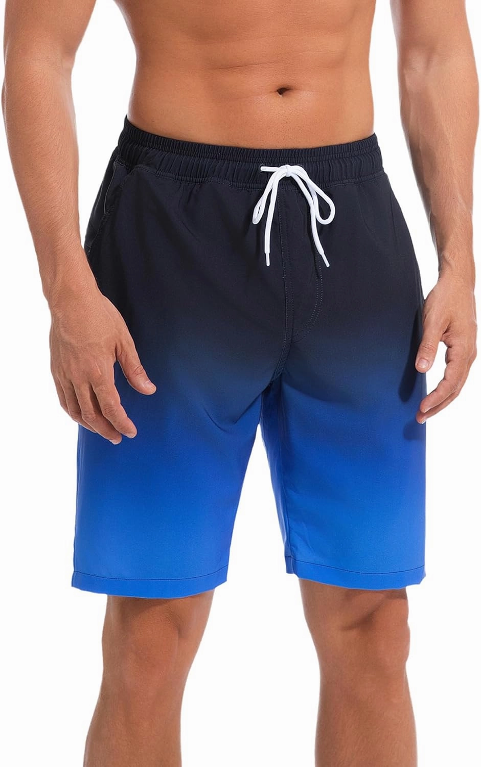 difficort Mens Swim Trunks Quick Dry Bathing Suit 9 inch Inseam Board Shorts with Compression Liner and Zipper Pocket