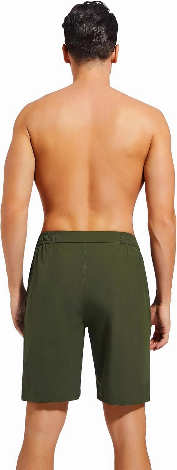 difficort Mens Swim Trunks with Compression Liner 9" Zipper Fly Bathing Suits Quick Dry Swimming Shorts with Zipper Pockets