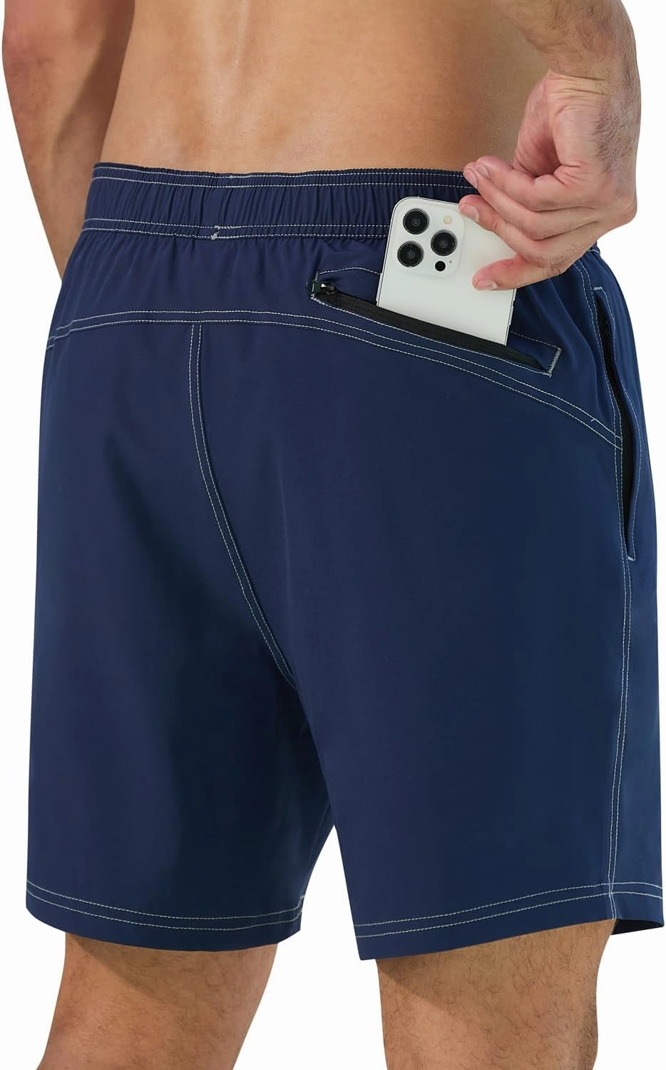 difficort Mens Swim Trunks with Compression Liner Quick-Dry Bathing Suit with Zipper Pockets