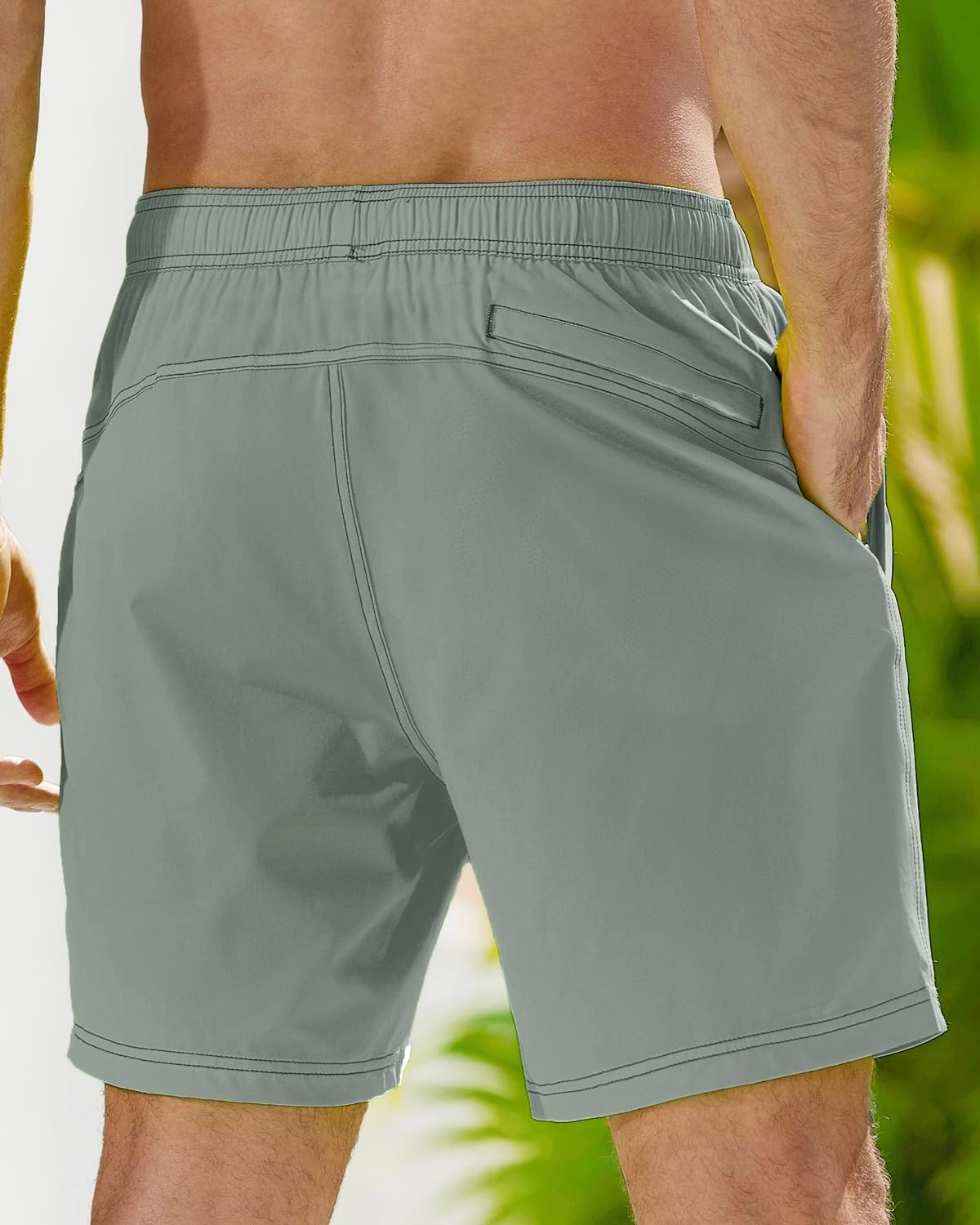 difficort Mens Swim Trunks with Compression Liner Quick-Dry Bathing Suit with Zipper Pockets