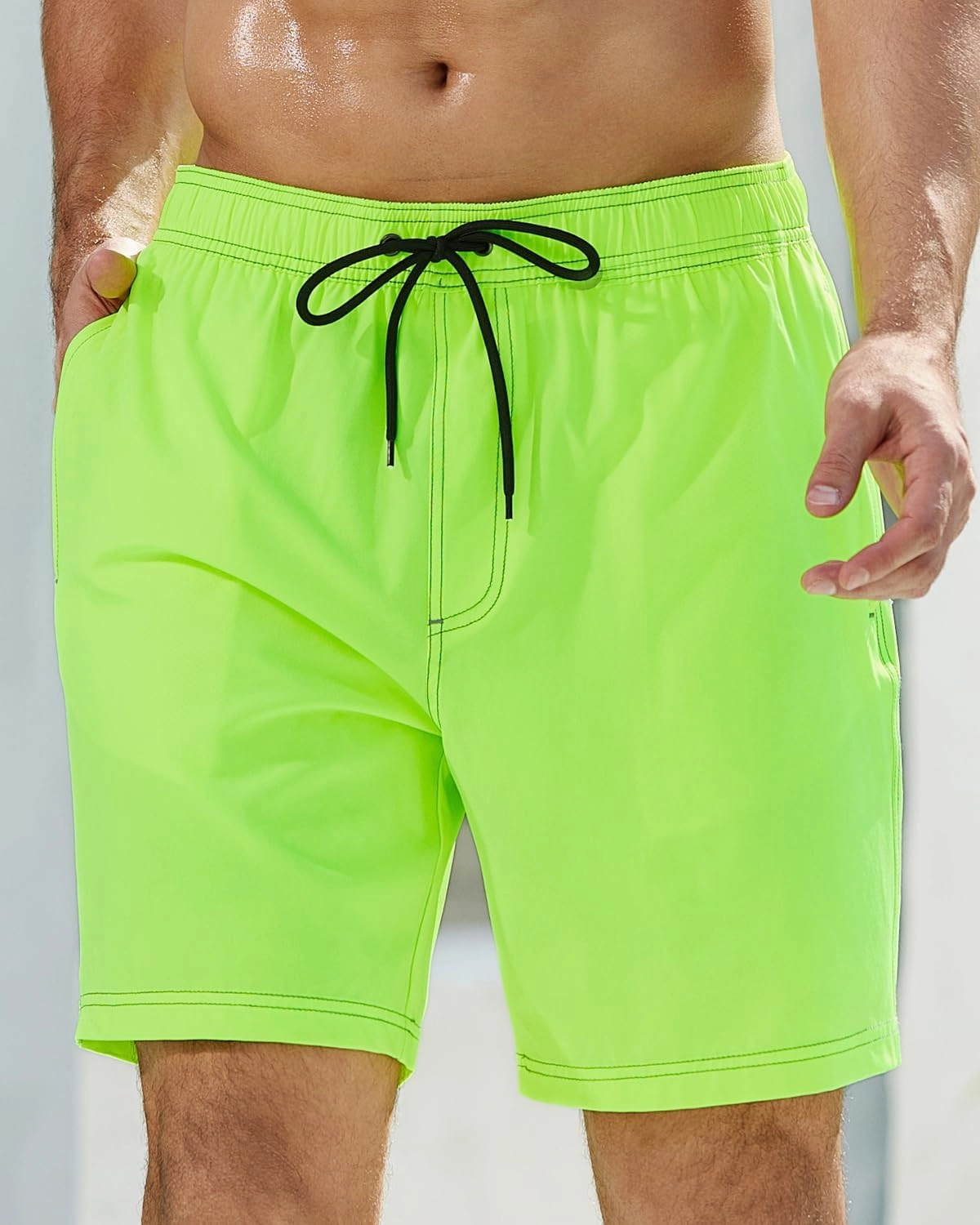 difficort Mens Swim Trunks with Compression Liner Quick-Dry Bathing Suit with Zipper Pockets