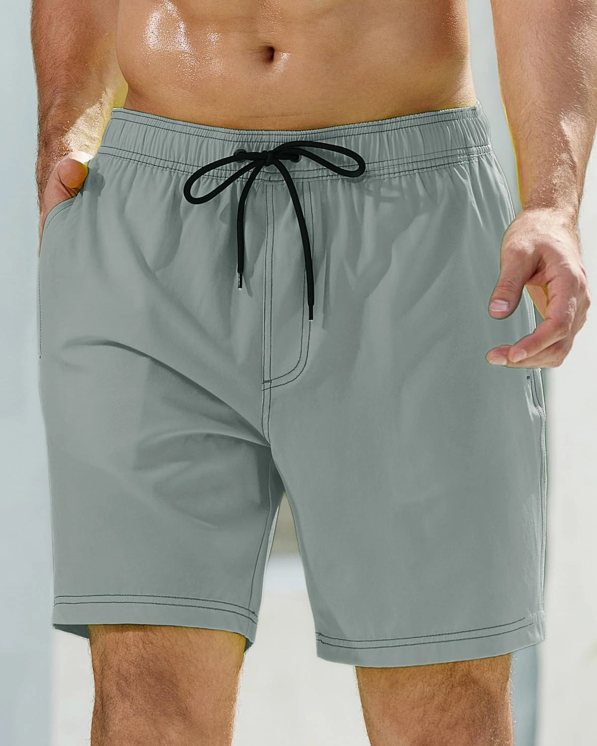difficort Mens Swim Trunks with Compression Liner Quick-Dry Bathing Suit with Zipper Pockets