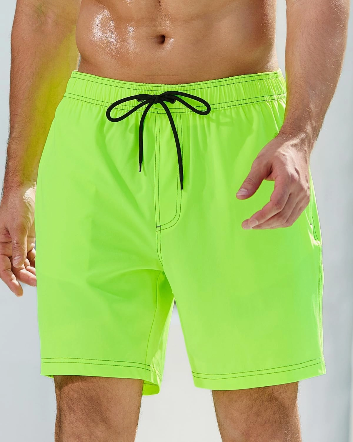 difficort Mens Swim Trunks with Compression Liner Quick-Dry Bathing Suit with Zipper Pockets