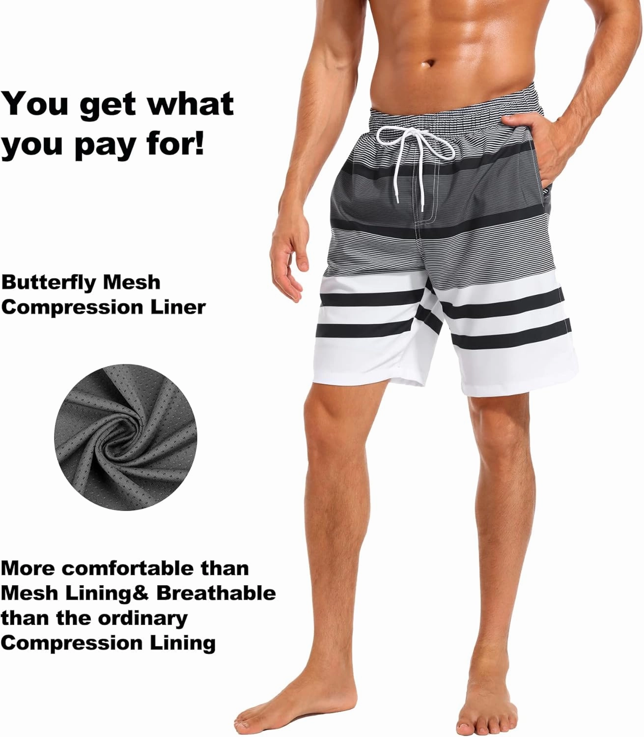 difficort Mens Swim Trunks with Compression Liner Quick Dry Bathing Suits Shorts with Zipper Pockets