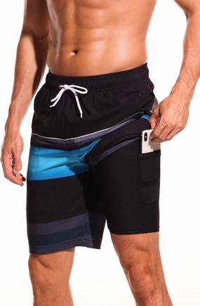 difficort Mens Swim Trunks with Compression Liner Quick Dry Bathing Suits Shorts with Zipper Pockets