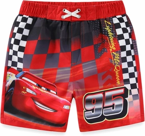Disney Cars Lightning McQueen Boys UPF 50  Swim Trunks Bathing Suit for Toddler and Big Kids
