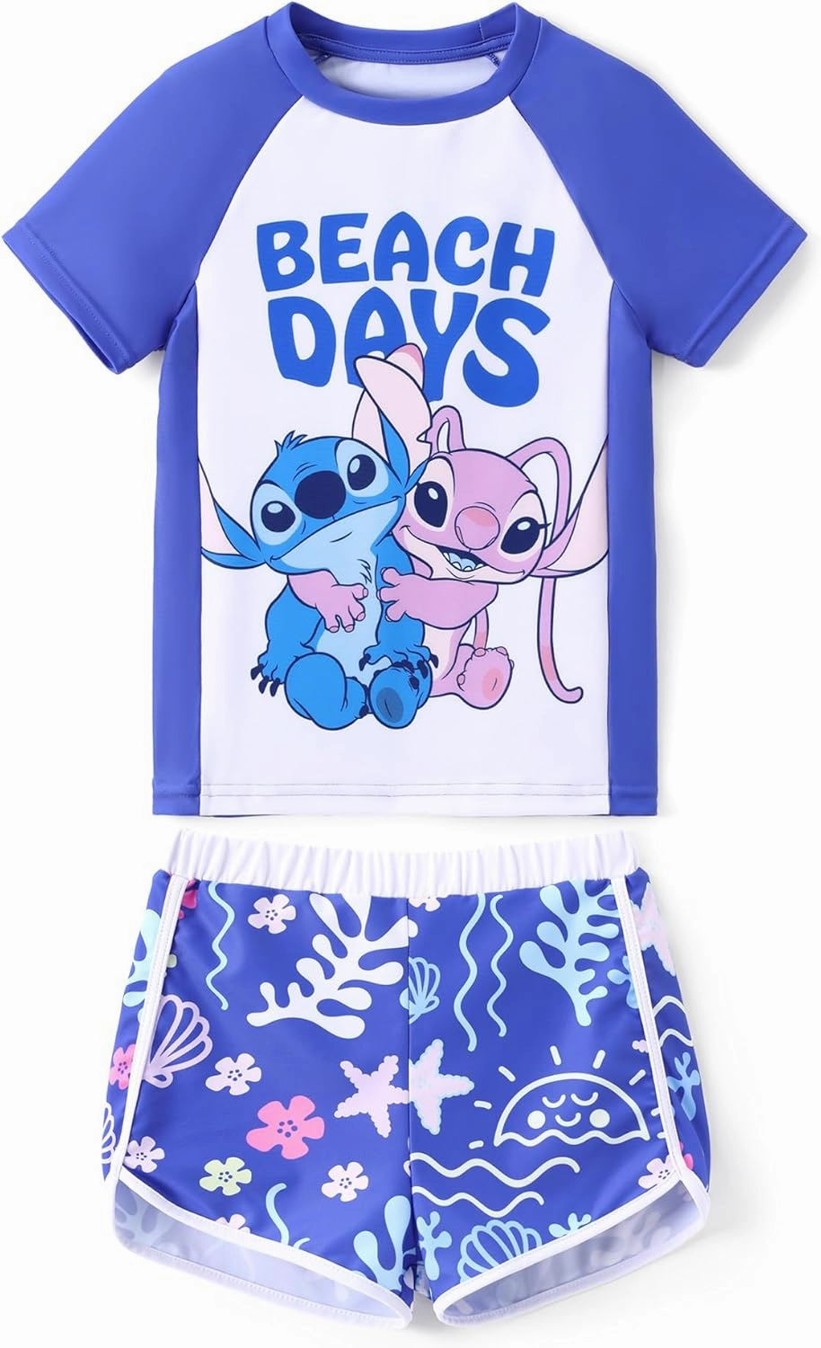 Disney Frozen Elsa Princess Girls Two Piece UPF 50  Protection Quick-Dry Short Sleeve Swim Sets Rashguard Bathing Suit