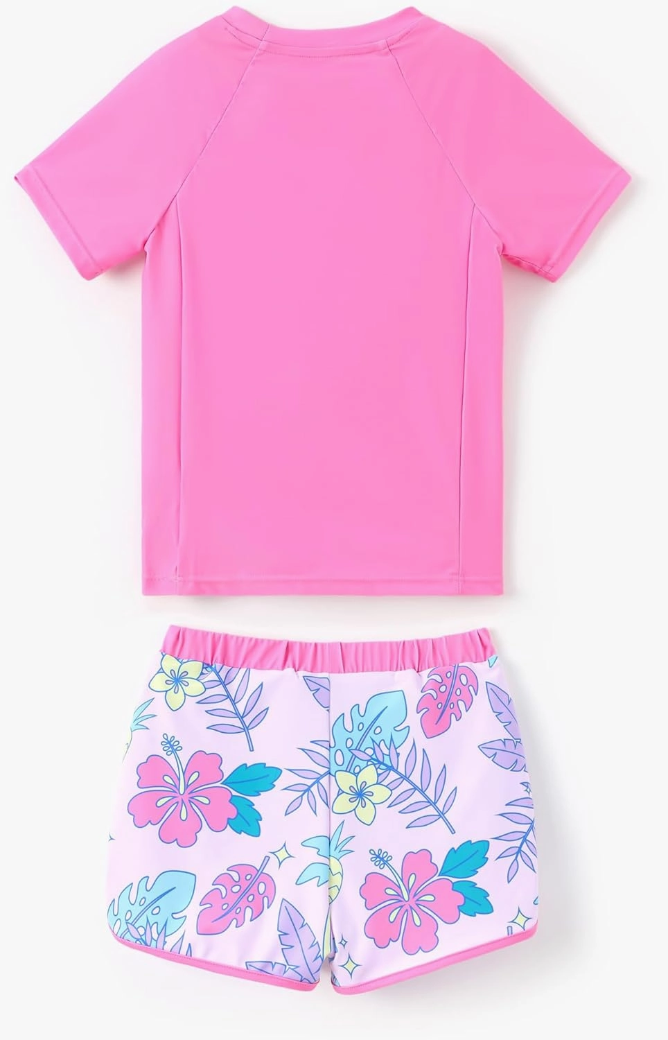 Disney Frozen Elsa Princess Girls Two Piece UPF 50  Protection Quick-Dry Short Sleeve Swim Sets Rashguard Bathing Suit