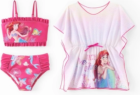 Disney Frozen Elsa Princess Minnie Ariel Girl 3 Piece Swimsuit Bikini Tankini Bathing Suit with Cover Up Set UPF 50  Swimwear