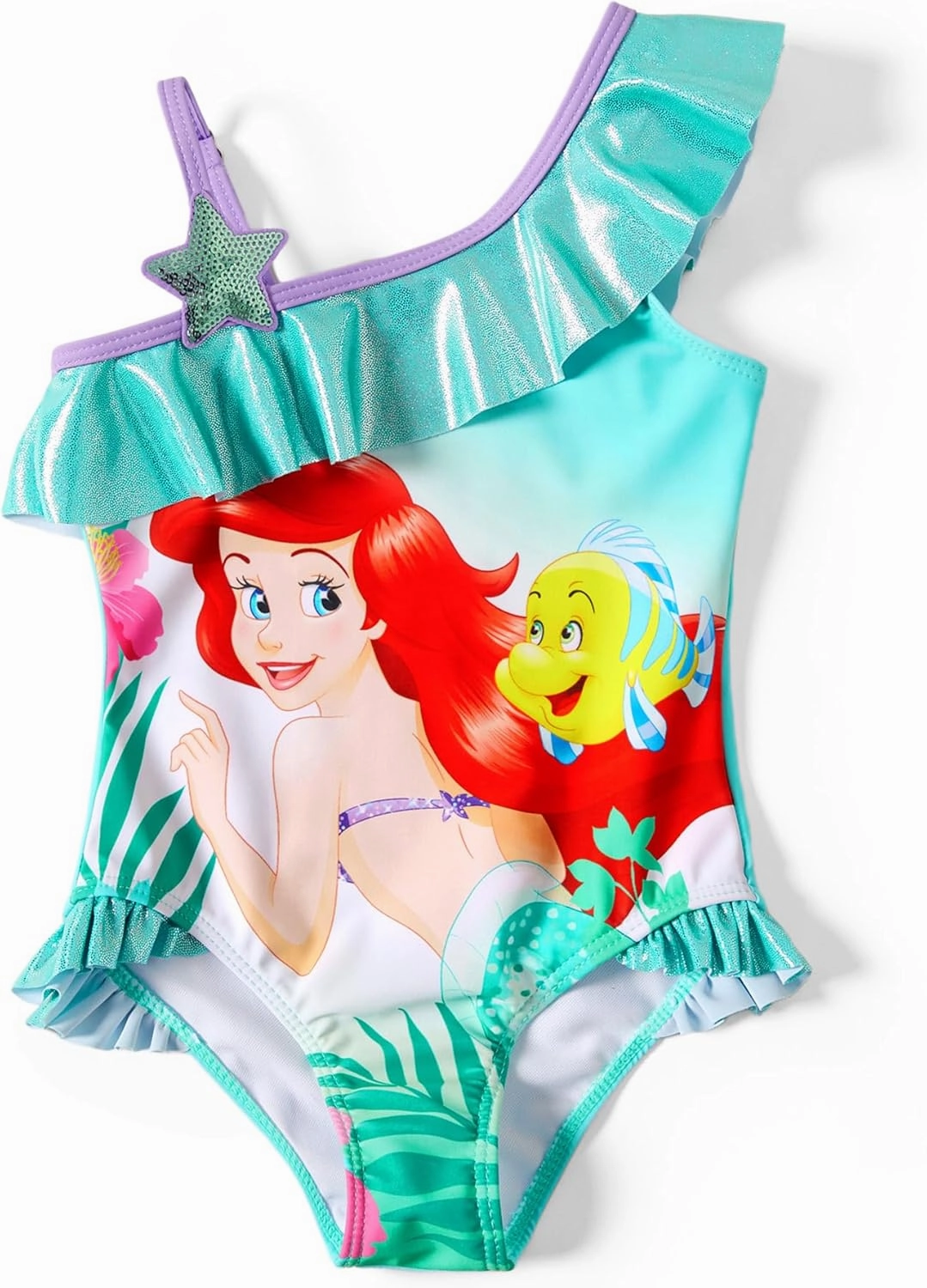 Disney Mickey and Friends Girls One Piece Swimsuits Ruffles Swimwear Beach Sport Bathing Suit
