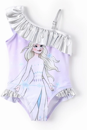 Disney Mickey and Friends Girls One Piece Swimsuits Ruffles Swimwear Beach Sport Bathing Suit