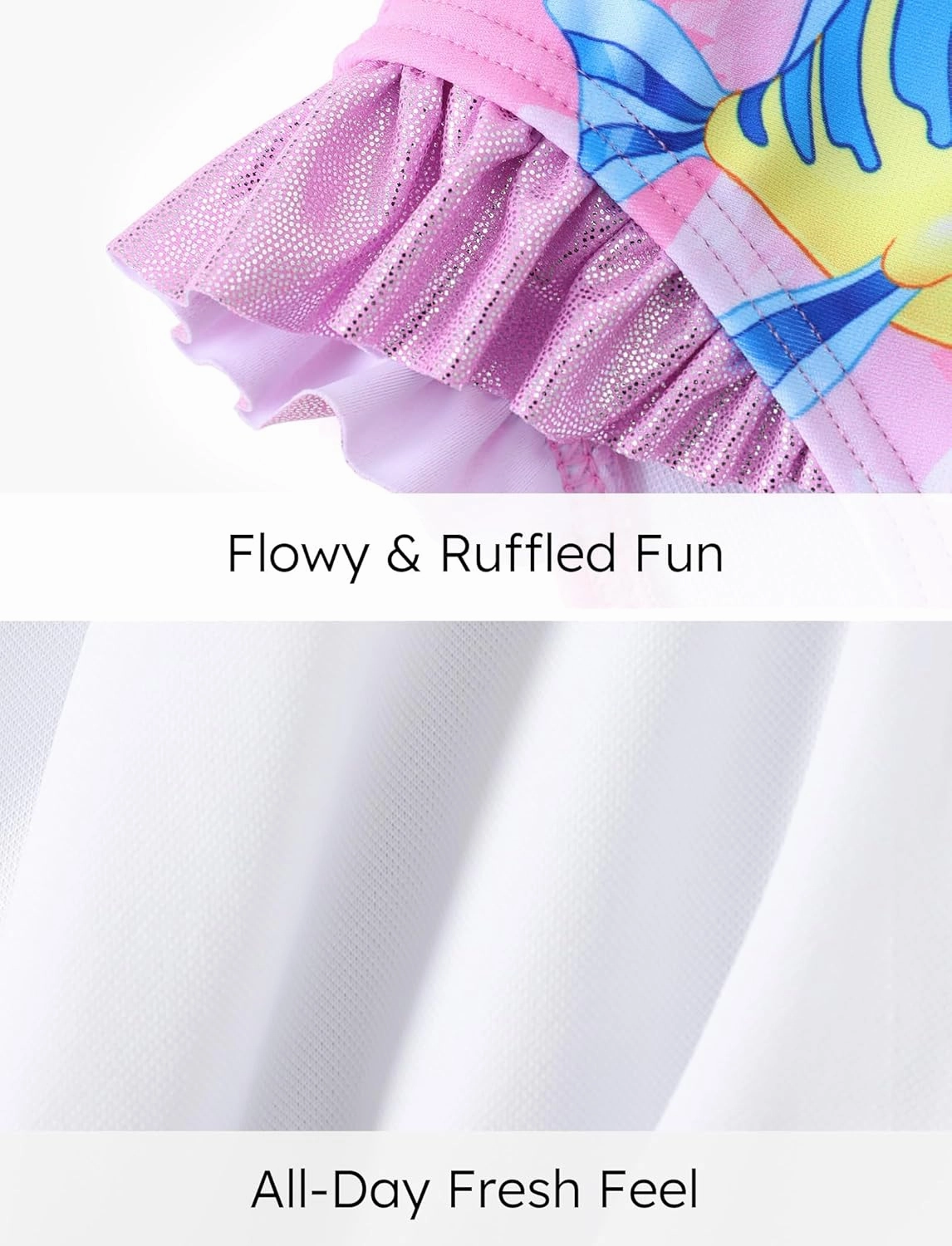Disney Mickey and Friends Girls One Piece Swimsuits Ruffles Swimwear Beach Sport Bathing Suit