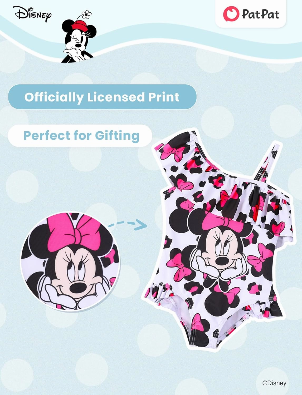 Disney Mickey and Friends Girls One Piece Swimsuits Ruffles Swimwear Beach Sport Bathing Suit
