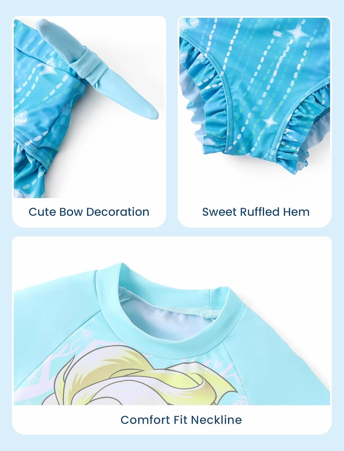 Disney Princess Frozen Elsa Minnie Toddler Girl Swimsuit Summer Tankini Bathing Suit 2 Piece Swimwear Rashguard Swim Suit
